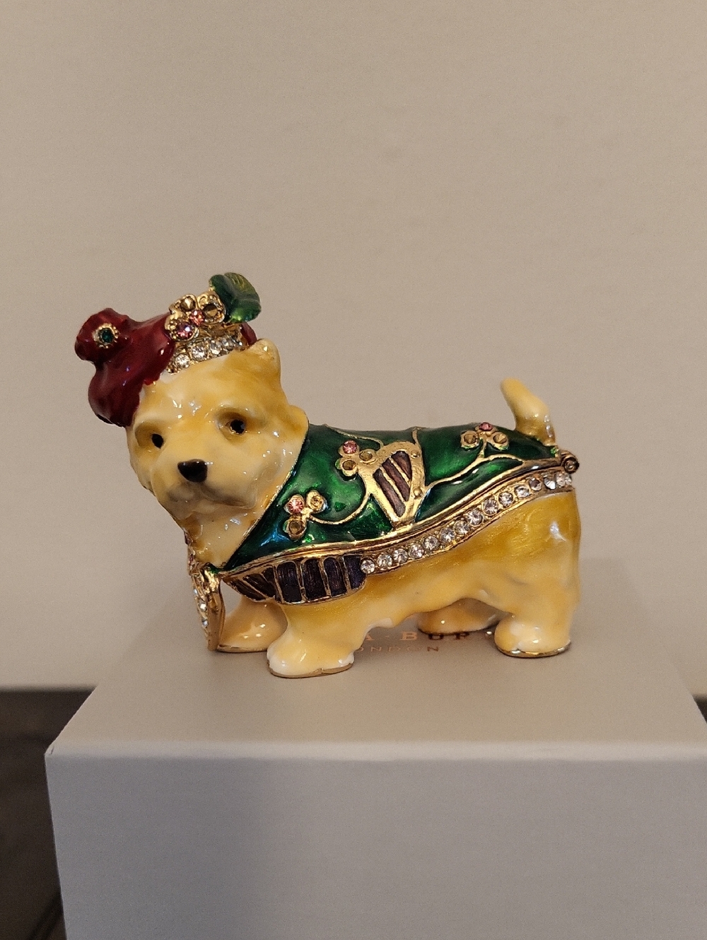 Vintage Sorelle Irish Terrier Bejewled Hinged Trinket Box